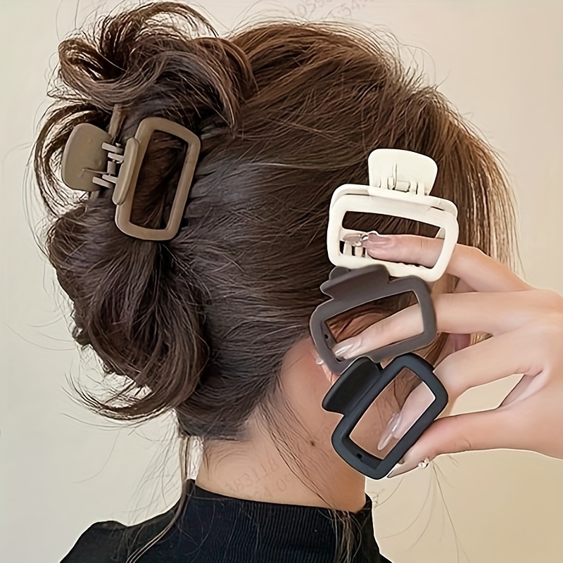 4 Piezas de Ganchos para el Cabello Cuadrados Mate - Clips Minimalistas Rectangulares para Recogidos, Estilos Medio Arriba y Uso Diario Casual, Accesorios Duraderos Antideslizantes para la Peluquería Femenina Herramientas Sólidas con Agarre Firme