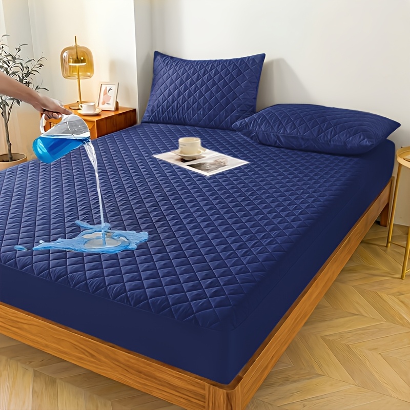 Funda Impermeable para Colchón - Protector de Colchón Acolchado de Color Sólido Lavable a Máquina con Bolsillos Profundos (Suave y Cómodo). Se Puede Usar Como Sábana Separada. Ideal Para Dormitorios, Residencias y Hoteles. Protege las Sábanas Ajustables.