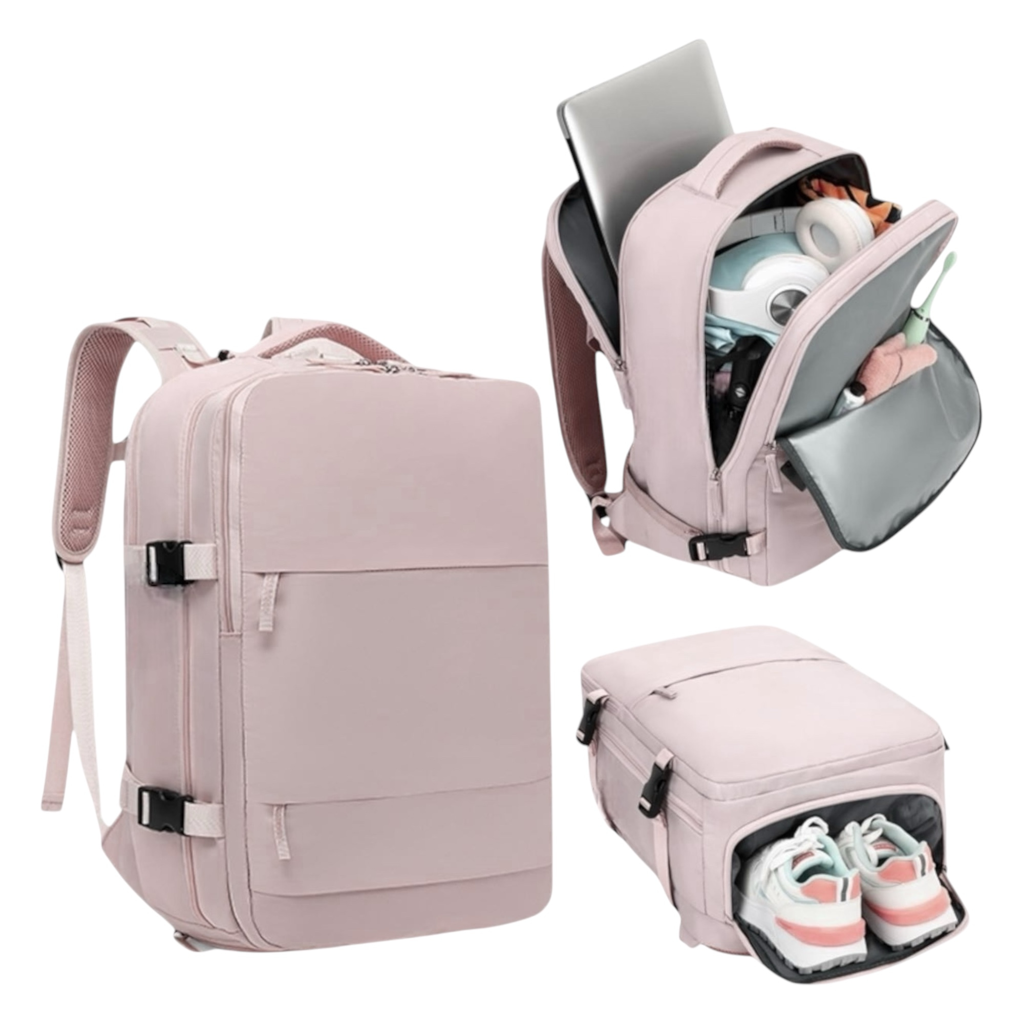 Mochila de Viaje para Cabina de Avion 45x30x20 para Vuelo Barato Equipaje de Mano y Espaciosa con Compartimento para Zapatos y Mochila Antirrobo Multifuncional para Viajes 2210.