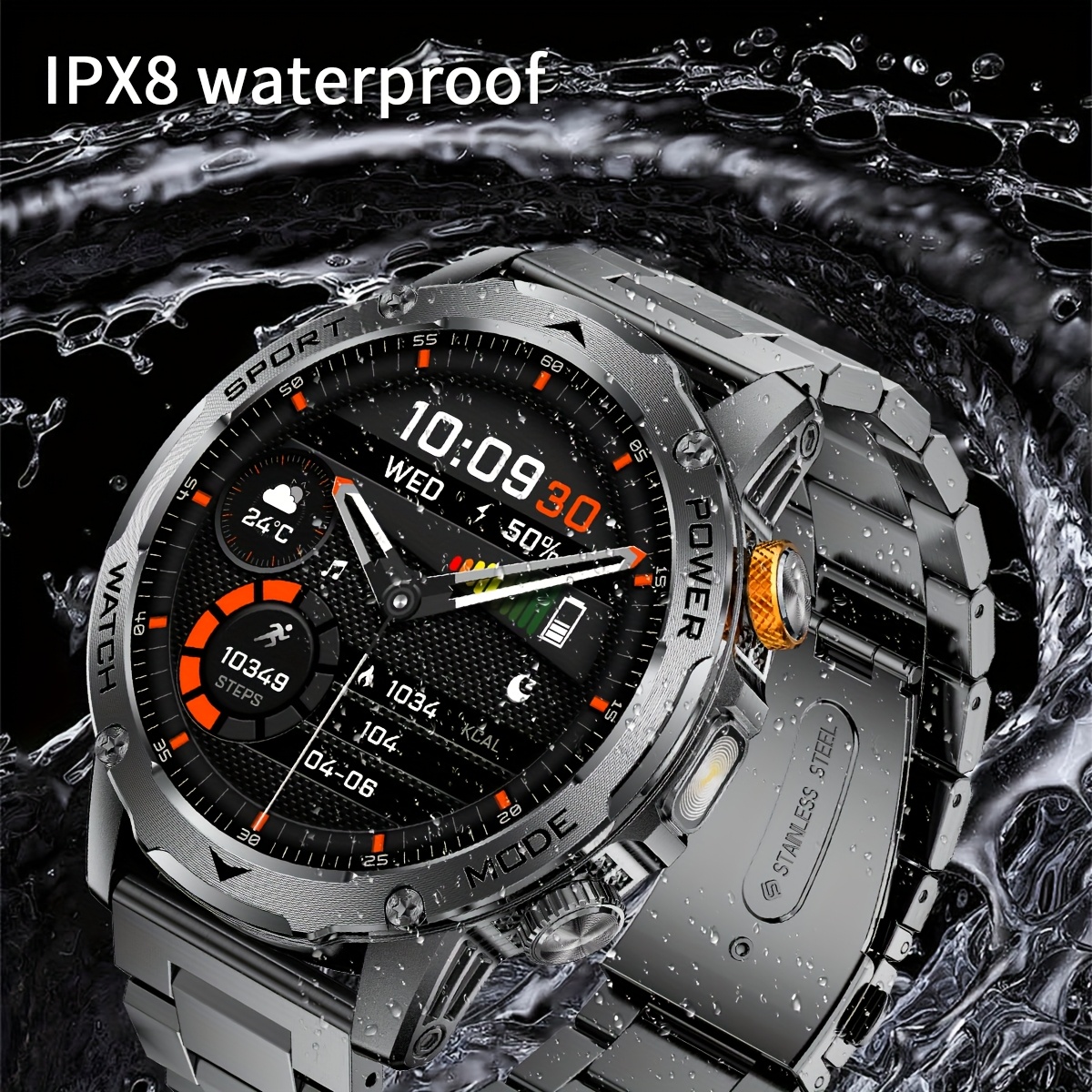 SIEMORL Smartwatch para hombre con más de 50 horas de tiempo de espera ultra largo, reloj inteligente HD de 4.45 cm con batería de 1000 MAh/Función de teléfono/Más de 110 modos deportivos/Monitoreo del sueño, Smartwatch pedometer Android para iPhone con 3 correas combinadas y lin